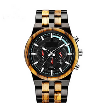 Load image into Gallery viewer, Zebra Wood and  Ebony Wood Chronograph Watch
