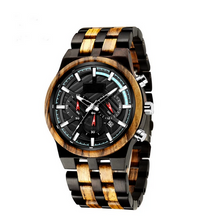 Load image into Gallery viewer, Zebra Wood and  Ebony Wood Chronograph Watch

