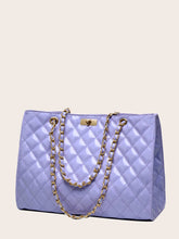 Load image into Gallery viewer, PATENT TWIST LOCK QUILTED CHAIN TOTE -  COLORS AVAILABLE
